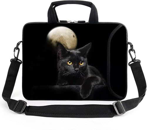 AMARY 17" Laptop Shoulder Bag Carrying Case Adjustable shoulder straps, comfortable handle, front pocket for storing mouse (Cat) - color: Cat