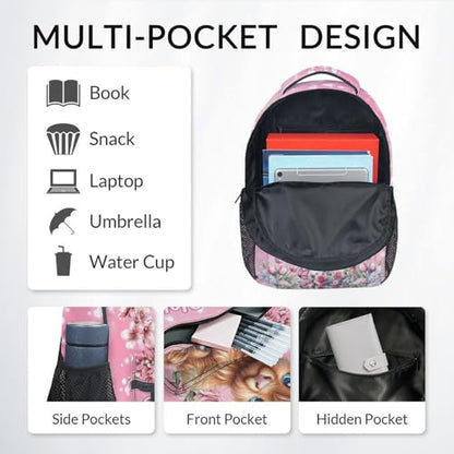 Mercuryelf Personalized Backpack for Girls Highland Cow 3PCS Kids Backpack Set with Lunch Bag & Pencil Case, 17 Inch School Bookbag for Elementary Kindergarten - color: Red