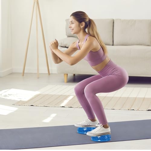Wobble Cushion Set for Sensory Kids and Balance Training - Disc Plus 4 Pods, Board With Pump, Inflatable Stepping Pads for Adults - color: Include 2PCS Blue hedgehog balance pods and 1 air pump