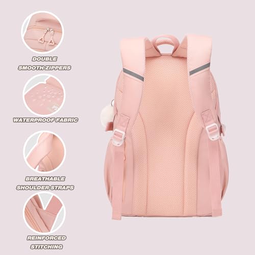 School Backpacks for Girls, Middle Schoolbag Elementary Student Bookbag, Large Casual School Daypacks for Teens Girls (Pink) - color: Pink