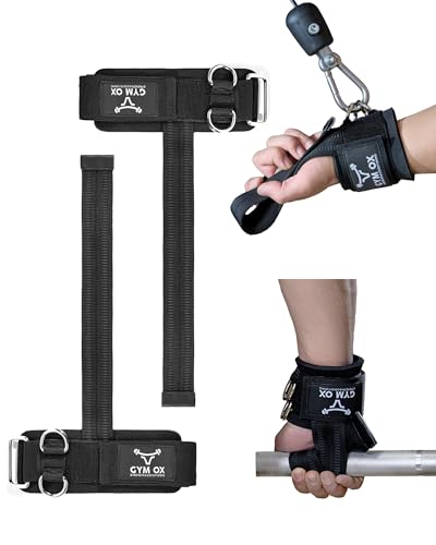 2-in-1 Weight Lifting Straps with D Ring, 7mm Neoprene Padded Wrist Support for Men & Women, Heavy Duty Gym Wrist Straps & Cable Machine Attachment for Gym, Powerlifting, Rows, Pull-ups - color: Black