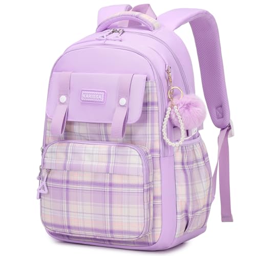 MUSEVOS Girls Backpack, Ideal School Backpack for Girls from Elementary to Teen Years, Kawaii Bookbag Cute Large Capacity - color: Purple