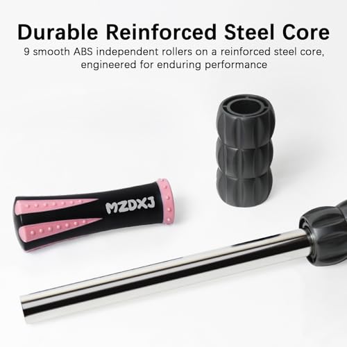 Muscle Roller Massage Roller Stick- Deep Tissue Fascia Blaster for Myofascial Pain Relief, Lymphatic Drainage & Body Sculpting, Handheld Physical Therapy & Recovery Tool (Pink black-18 inch) - color: Pink Black