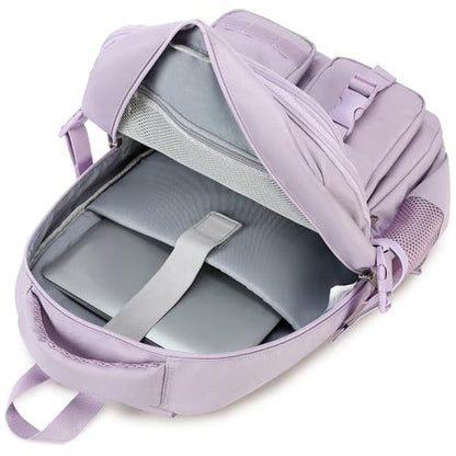 abshoo Large Heavy Duty Backpack For School College Bookbag Casual Multi Pocket Travel Backpacks - color: Light Purple