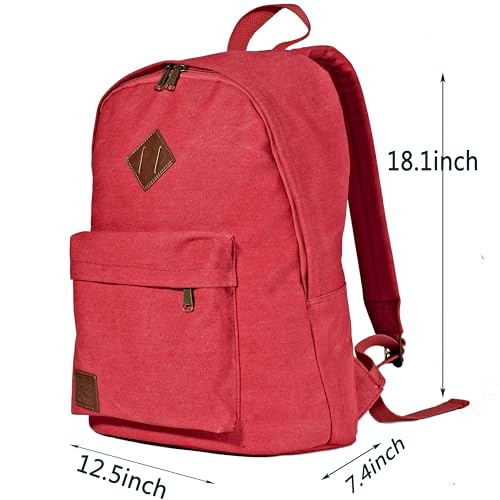 Durable Canvas College Rucksack Laptop Excursion Backpack Travel Notebook School Backpack Bookbag For Men Women Red Factory Directly - color: Red