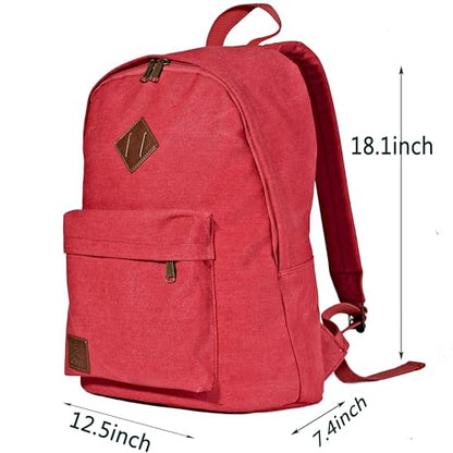 Durable Canvas College Rucksack Laptop Excursion Backpack Travel Notebook School Backpack Bookbag For Men Women Red Factory Directly - color: Red