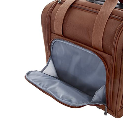 TPRC 15” Underseat Carry-On Luggage Airline Approved Personal Item with USB Charging Port, Brown - color: Brown