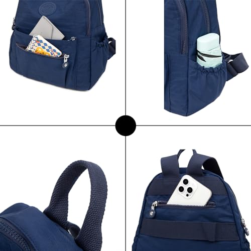 Pealwel Mini Backpack Purse for Women,Small Nylon backpacks for Ladies Backpacks Women Anti Theft Travel Bag (Dark Blue) - color: Dark Blue