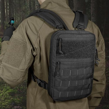 PETAC GEAR Tactical Molle Hydration Pack for 1.5L - Lightweight Water Reservoir Bag for Molle Vest Backpack, for Hiking, Hunting - style: Bk Without Bladder
