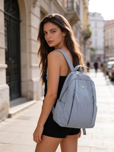 Nylon Backpack for Women Men, Waterproof Travel Backpack Purse Casual Daypack, Gym School Backpack for Daily Cycling (Blue) - color: Blue