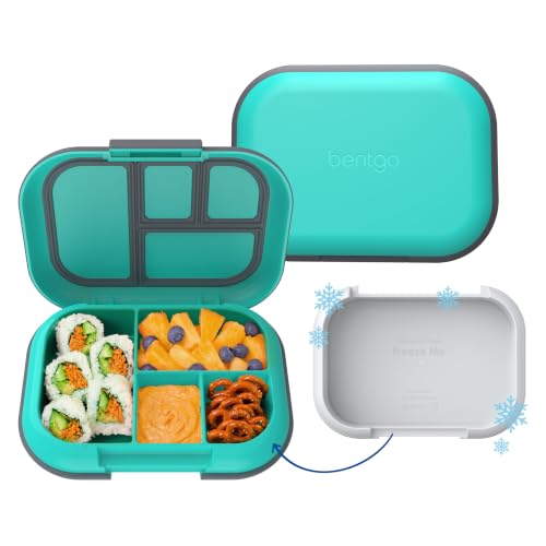 Bentgo Chill Kids Leakproof Lunch Box -4-Compartment Bento Box with Built-In Ice Pack, 3.3 Cup Capacity, BPA-Free, Microwave & Dishwasher Safe Tray, Ages 3–7 (Electric Aqua) - color: Electric Aqua