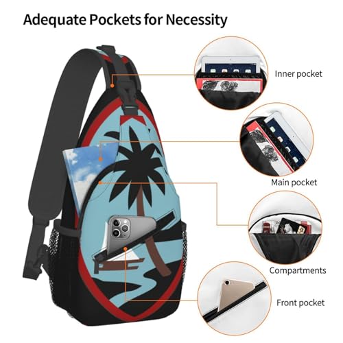 Guam Arng Sling Backpack Chest Daypack Crossbody Crossbody Shoulder Bags For Travel Sports Running Hiking, Black