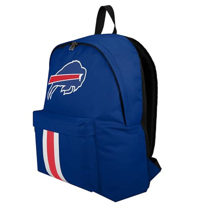 FOCO NFL Officially Licensed Team Color Primary Logo Solid Stripe Football School Bag Travel Backpack - Buffalo Bills - Blue - color: Buffalo Bills