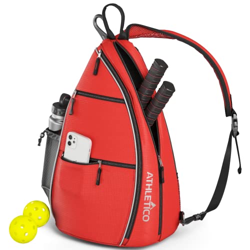 Athletico Sling Bag - Crossbody Backpack for Pickleball, Tennis, Racketball, and Travel for Men and Women - color: Red