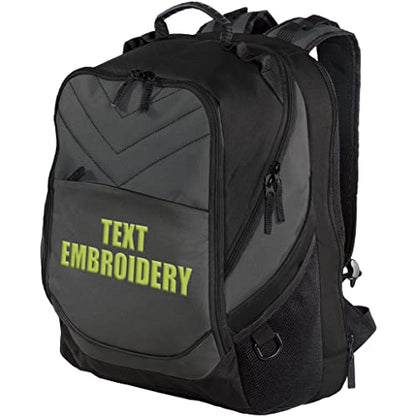 TEEAMORE Custom Travel Laptop Backpack Add Your Embroidered Text Computer Water Resistant Bag Dark Charcoal Black - color: Dark Charcoal Black, size: 17 inch - Add Your Text