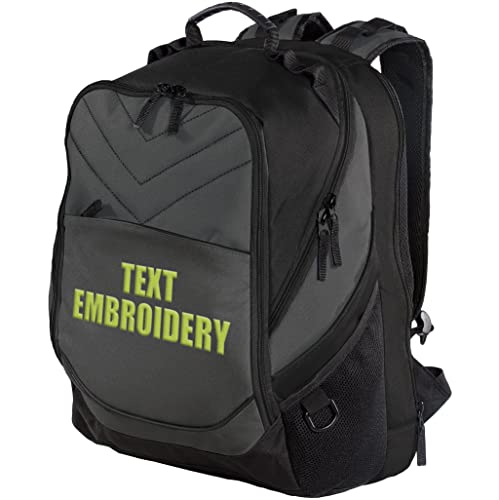 TEEAMORE Custom Travel Laptop Backpack Add Your Embroidered Text Computer Water Resistant Bag Dark Charcoal Black - color: Dark Charcoal Black, size: 17 inch - Add Your Text