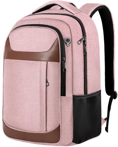 Travel Laptop Backpack 17 Inch, Professional Travel Backpack for Men Women with LifetimeWarranty, Airline Approved Big Large Business Work College Computer Backpack, Pink Brown - color: Pink Brown, size: 17.3 Inch(40L)