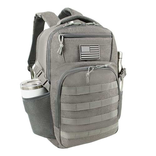15.6'' Travel Laptop Backpack for Men, 30L Tactical College Backpacks with Water Pouches Both Sides, Portable Backpack for Men Women Business Work Bag Fight Approved - Grey Backpack - color: Grey