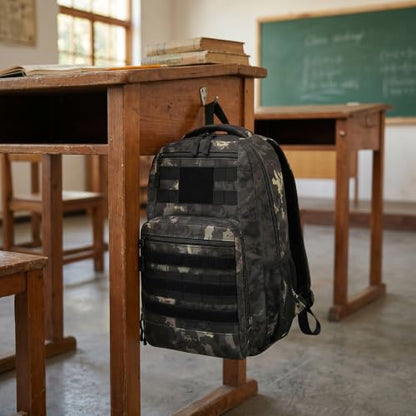 Kids Tactical Backpack Army Molle Bookbag Military Boys Backpack - color: Black CM