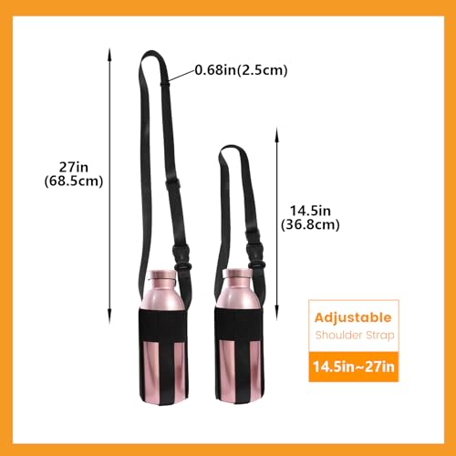 Water Bottle strap,Simple&Adjustable Crossbody strap(Bottle Excluded) - color: Black12-32oz