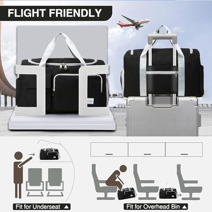Small Gym Bag for Women, Travel Duffle Bag Carry On Weekender Bag with Shoe Compartment - color: 35#Black Grey, style: Gym Bag&toiletry Bag
