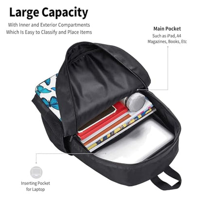 Breathable Outdoor Daypack Blue Butterfly Butterflies, Durable Anti Theft Travel Backpack Adjustable Strap Shoulder Bag for Hiking Camping City Walking - color: Design (1327)