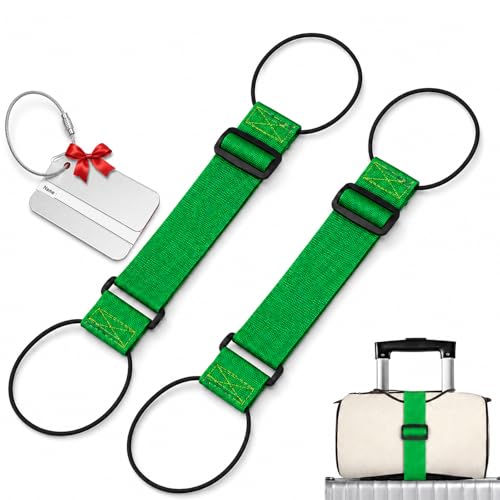 Adjustable Luggage Strap Bungee for Suitcase Handle, Elastic Luggage Connector Straps for Suitcases, Extra Bag Travel Belt for Carry On, Backpack, Duffel, Trolley Accessories (Green) - color: Green