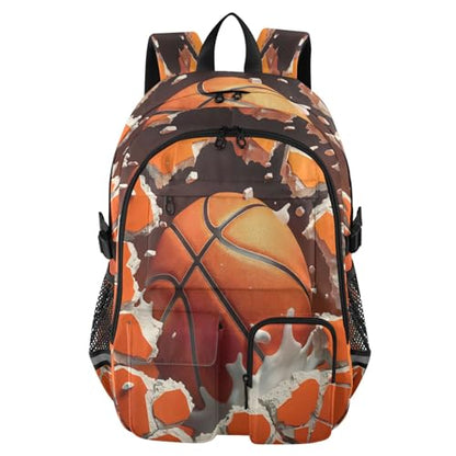 Bolaz Basketball Breaks Through The Wall Travel Backpack 14 Inch Laptop Computer Bag Sturdy School Bag College Bookbag