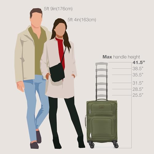 U.S. Traveler Rio Lightweight Softside Rolling Carry-on Suitcase, 4-Wheel Single, Green - color: Green, size: 22"