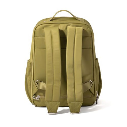 Baggallini Tribeca Expandable Laptop Backpack - 15"x11" Lightweight RFID Computer Bag for Work & Travel with Luggage Sleeve - color: Sage Twill