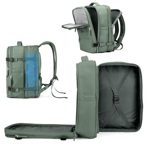 coowoz Large Travel Backpack For Women Men, Carry On Backpack,Hiking Backpack Waterproof Outdoor Sports Rucksack Casual Daypack Expandable Heavy Duty Extra large Backpack Olive Green - color: Olive Green, size: 45l