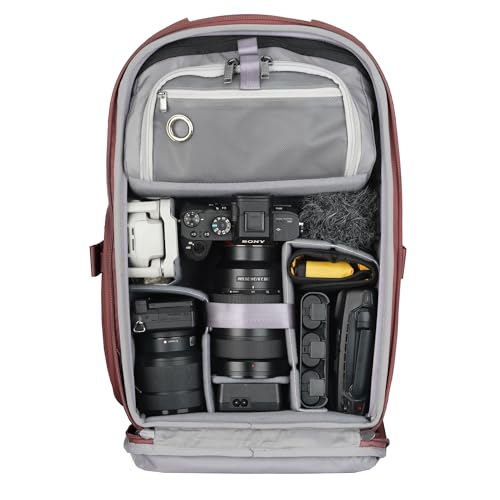 VANGUARD VEO Metro B20L Camera & Everyday Backpack (Magenta) – Fits 70–200mm Attached, 14" Laptop Storage, Convertible Daypack Design, Carry-On Ready - color: Magenta, size: 20L