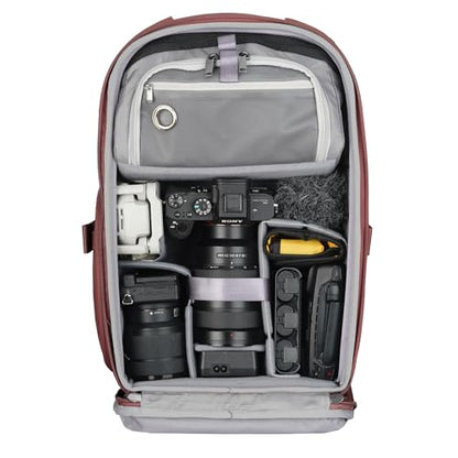 VANGUARD VEO Metro B20L Camera & Everyday Backpack (Magenta) – Fits 70–200mm Attached, 14" Laptop Storage, Convertible Daypack Design, Carry-On Ready - color: Magenta, size: 20L