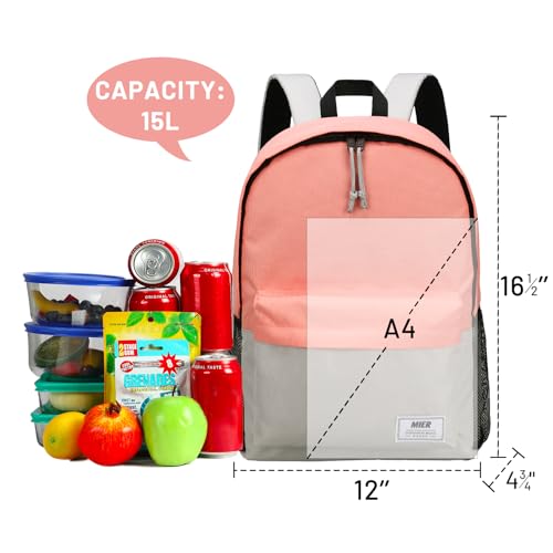 MIER Insulated Backpack Cooler Small Leakproof Lightweight Cute for Women Men to Work, Picnics, Camping, Park Day Trips, 15 L - color: Pink/gray