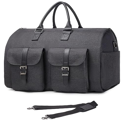 seyfocnia Convertible Travel Garment Bag,Carry on Garment Duffel Bag for Men Women - 2 in 1 Hanging Suitcase Suit Business Travel Bag - color: Grey