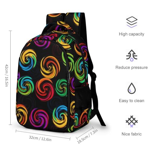 Water Resistant College Bookbag Tie Dye Colorful Rose Black, Sturdy Laptop Backpack with Water Bottle Pockets for Men Women Travel Work - color: Pattern (270)