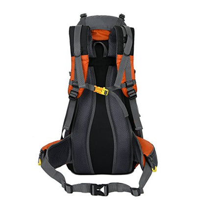 Esup 50L Hiking Backpack Men Camping Backpack with rain cover 45l+5l Lightweight Backpacking Backpack Travel Backpack - color: Orange