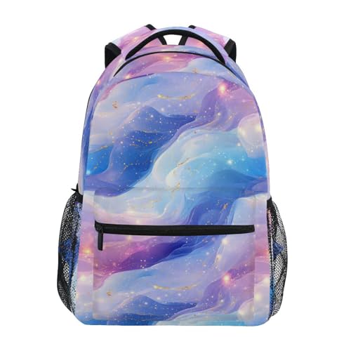 School Backpack for Men and Women Waterproof Backpack With Water Bottle Pocket with Chest Strap for Travel Trip Blue Purple - color: Multicolor12