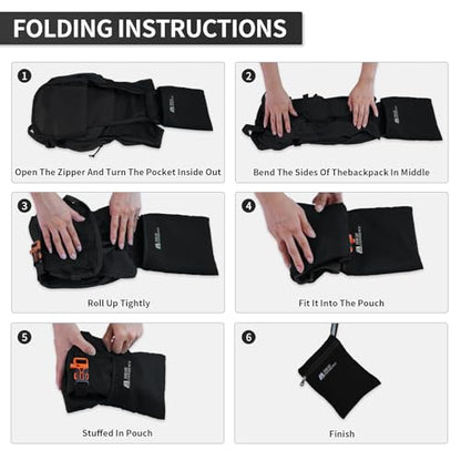 Hiking Backpack 10L/15L Small Daypack Lightweight Packable Travel Foldable Water Resistan for Women Men (Black, 10L) - color: Black, size: 10L