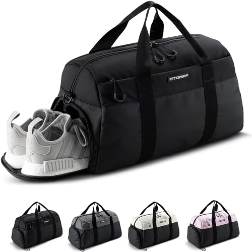 Fitgriff® Gym Bag V2 for Men and Women with Shoe & Wet Compartment - Duffle Bag for Travel, Sports, Fitness and Workout - color: Full Black, size: 19 x 10 x 11 inches (Small)