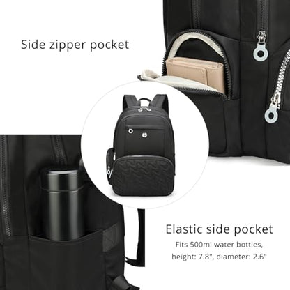 Swissdigital Design Women's Laptop Backpack, 15.6 Inch Slim Commuter Bag with RFID Protection & USB-C Charging Port - Lightweight 20L College Bookbag for Travel & Work, Black (SD1711-01) - color: Black