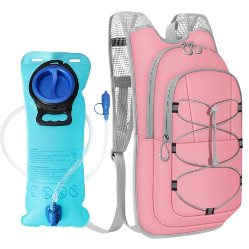 MIYCOO Hydration Backpack - Lightweight Hiking Water Backpack with 2L Water Bladder, Running Hydration Vest Backpack for Men Women, Hydration Pack for Hiking, Cycling, Climbing - color: Pink