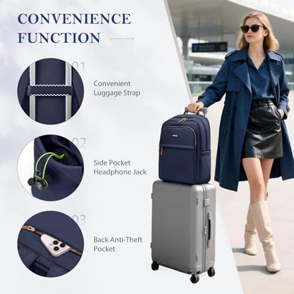 Travel Backpack for Women Personal Carry On Bag Business Weekender Hiking Multilayer Laptop Bag,16 Inch,Navy blue - color: Upgrade-navy Blue, size: 16 Inch