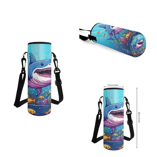 Shark Backpack for Boys Kids Backpack with Lunch Box Water Bottle Holder with Strap and Soft Pencil Case 4Pcs Set 17" Lightweight Bookbag with Large Front Pocket Sturdy Elementary School Bag - color: Cartoon Shark