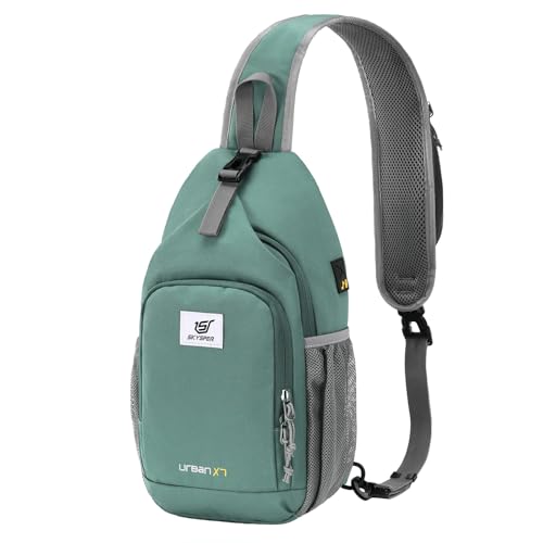 SKYSPER Sling Bag RFID Crossbody Sling Backpack Cross Body Shoulder Bag Travel Hiking Daypack for Women Men(Green) - color: Green