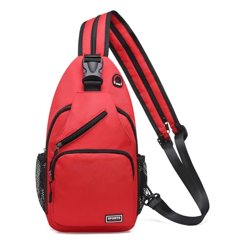 Convertible Sling Bags for Women Men, Lightweight Crossbody Backpack Daypack Fit for 11" Tablet for Casual Travel Sport Hiking (Red) - color: Red, size: Large