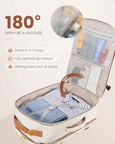 LOVEVOOK 50L Travel Backpack Flight Approved Carry on Backpack,3 Packing Cubes,Waterproof Personal Item Travel Bag,TSA Carry on Luggage Suitcase Travel Essentials,Gifts for Women & Men,fits 18" Laptop - color: Beige-brown, size: X-Large-50L-4Pcs