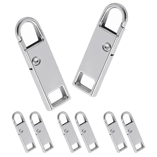 Deoward Zipper Pull Replacement Metal Zipper Handle Mend Fixer Tab Repair for Luggage, Backpacks, Suitcases, Jackets, Purses, Handbags (6 PCS) - style: Silver Zipper Pulls Cord