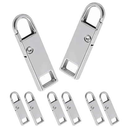 Deoward Zipper Pull Replacement Metal Zipper Handle Mend Fixer Tab Repair for Luggage, Backpacks, Suitcases, Jackets, Purses, Handbags (6 PCS) - style: Silver Zipper Pulls Cord