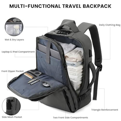 TANTOMI Travel Backpack for Women, Carry On Backpack with Wet-Dry Separation Compartment, TSA-Compliant Laptop Backpack, Personal Item Travel Bag with Anti-Theft Lock for Weekender (Dark Grey) - color: 1-dark Grey